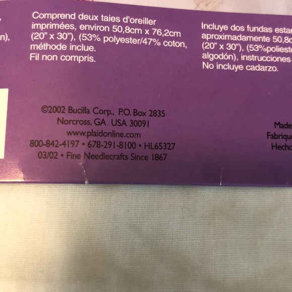 VTG PLAID BUCILLA ROSE & LACE 20”x30”STAMPED CROSS STITCH PILLOWCASES - Picture 6 of 9